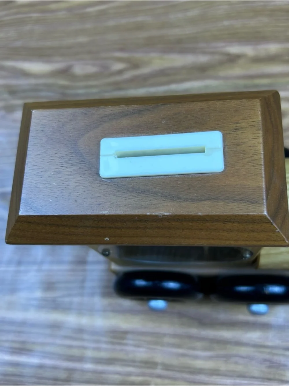 Vintage Amish Wooden Train Coin Bank Handmade Turning Wheels